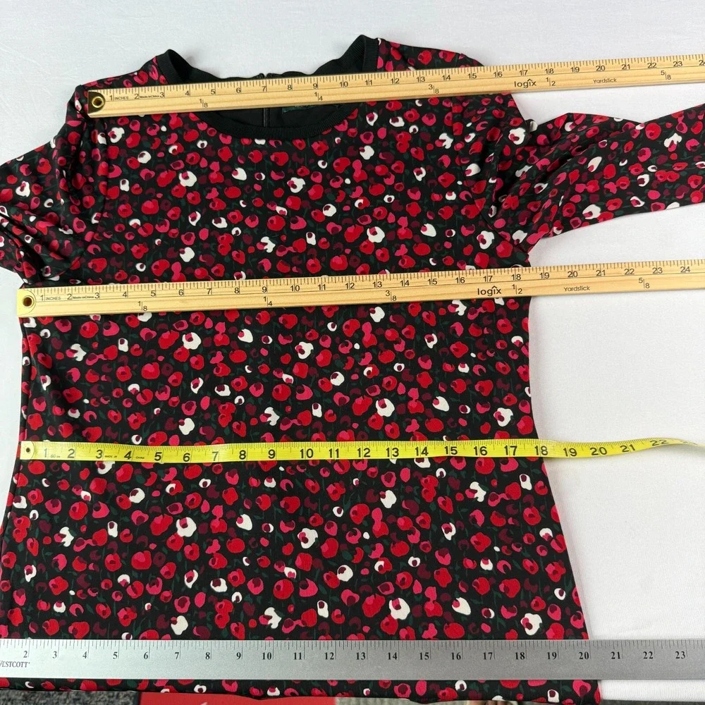 Lauren Ralph Lauren Midi Dress Sz L Red Pink Floral Jersey Knit‎